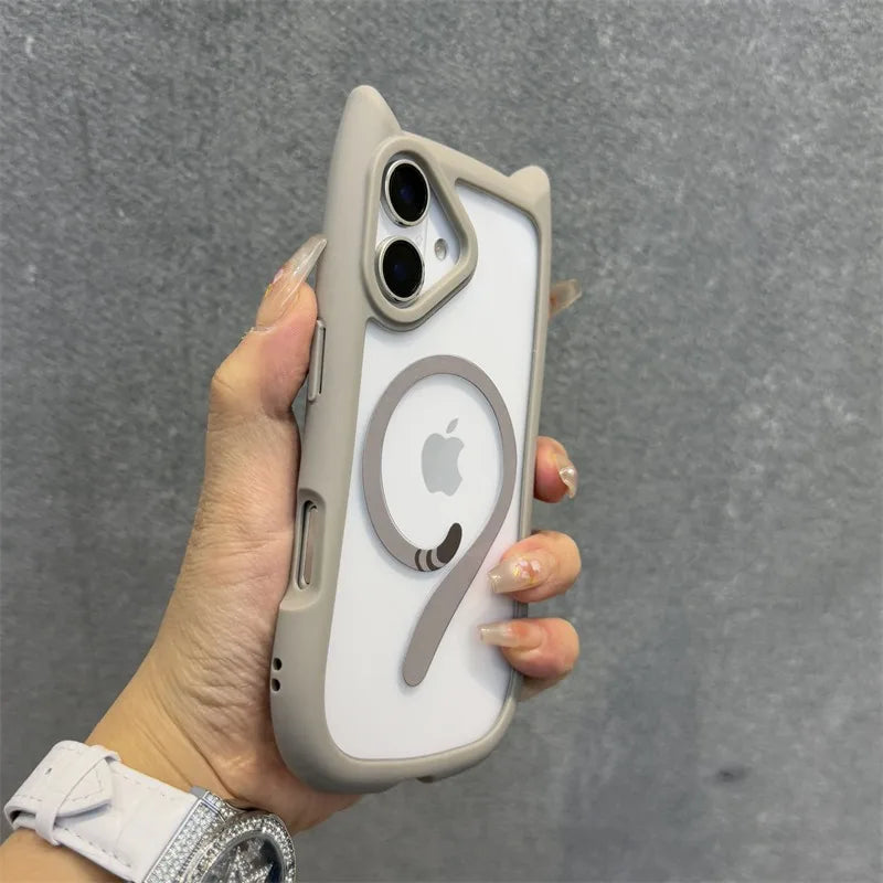 Cat Ear Magnetic Case with Strap for iPhone