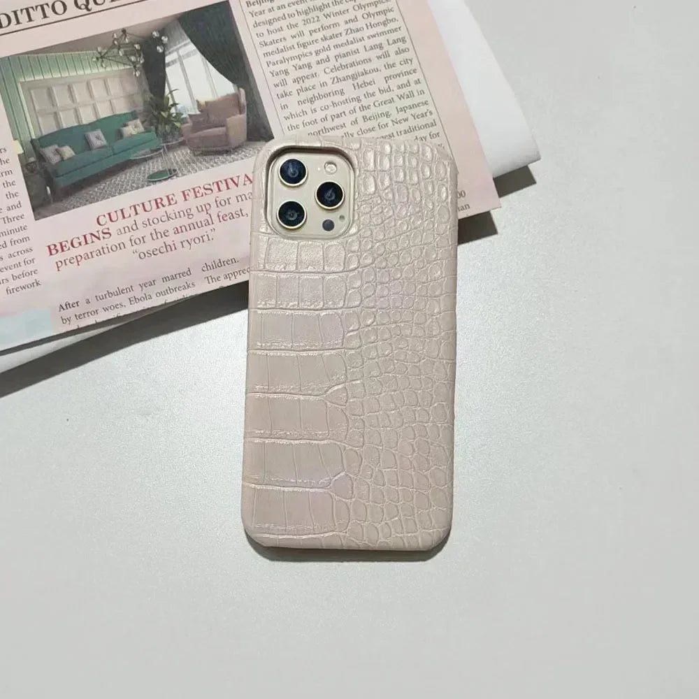 Crocodile Pattern PC & Leather Phone Case