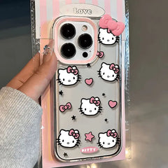 Lovely Kitty Love Face Pink Bow Case for iPhone