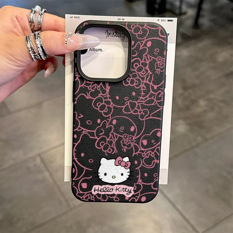 Hello Kitty & Kuromi Y2K Leather Case for iPhone
