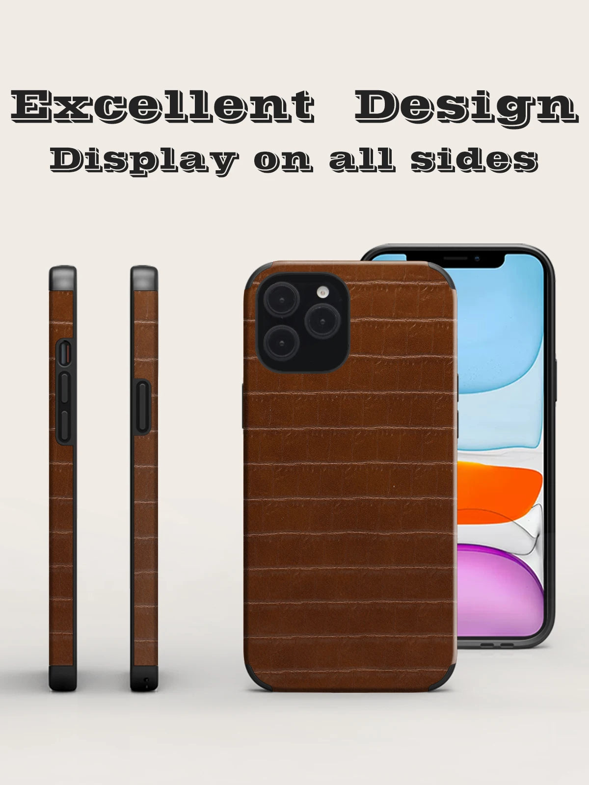 Black Crocodile Pattern Leather Phone Case