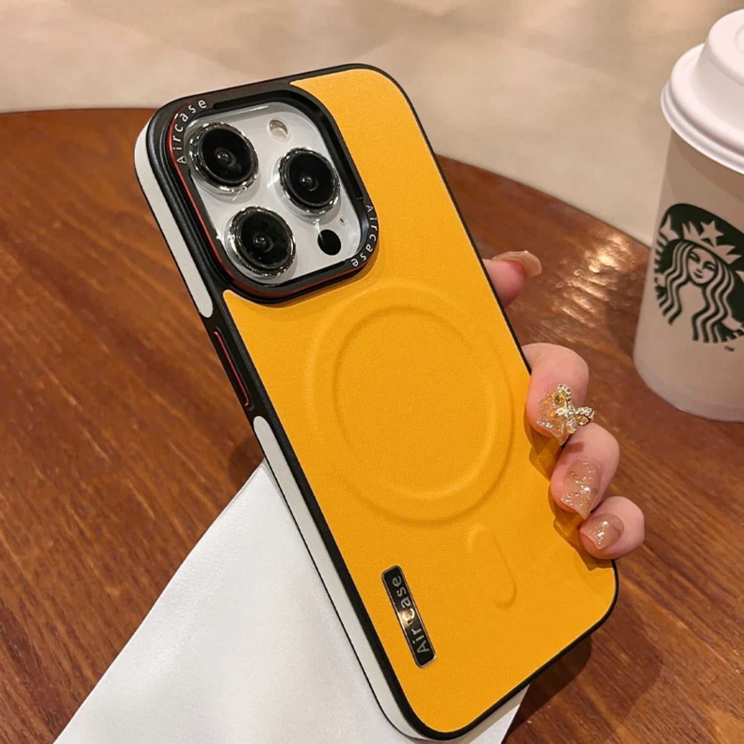 Business Leather MagSafe Case – Dual-Color Magnetic Shockproof Cover for iPhone
