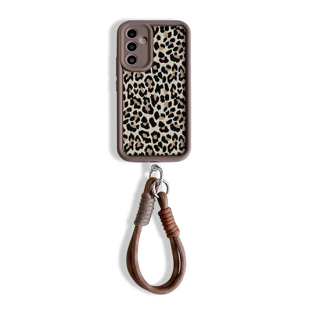 Leopard Wrist Strap Samsung Case