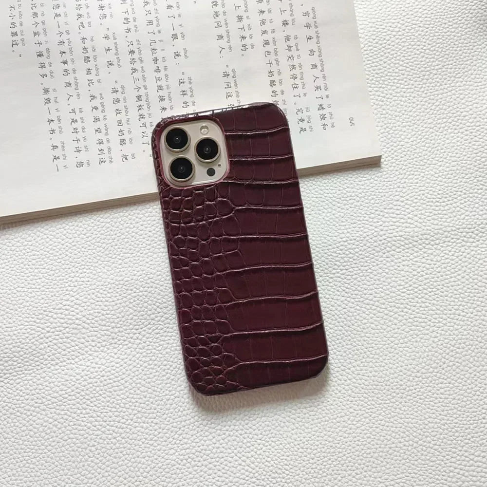 Crocodile Pattern PC & Leather Phone Case