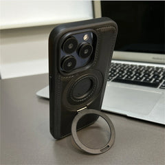 Magnetic Stand Ring PU Leather Case for iPhone