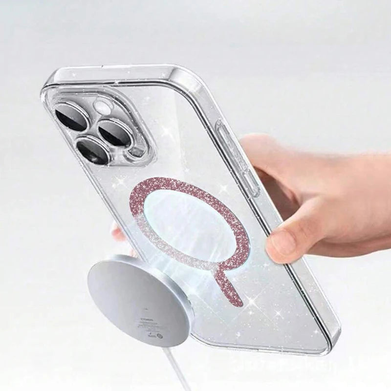 Transparent Magnetic Glitter Phone Case