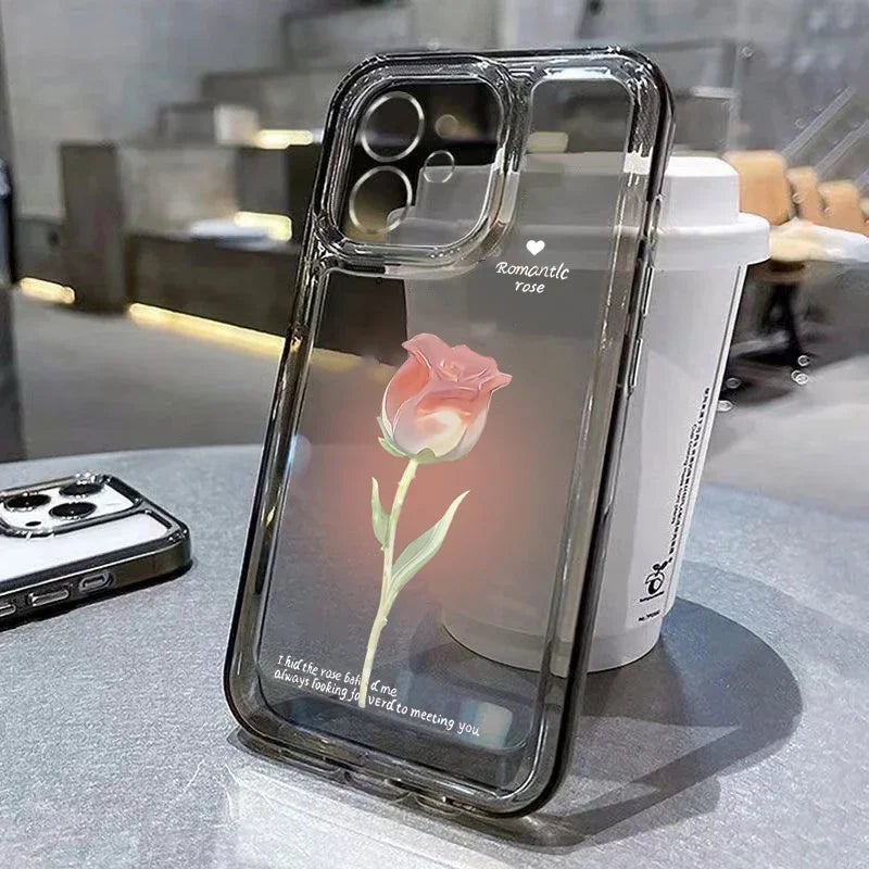 Elegant Tulip Shockproof Clear Silicone Case for iPhone
