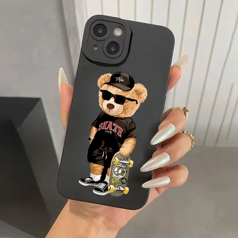 Teddy Bear Couple Cartoon Phone Case for iPhone