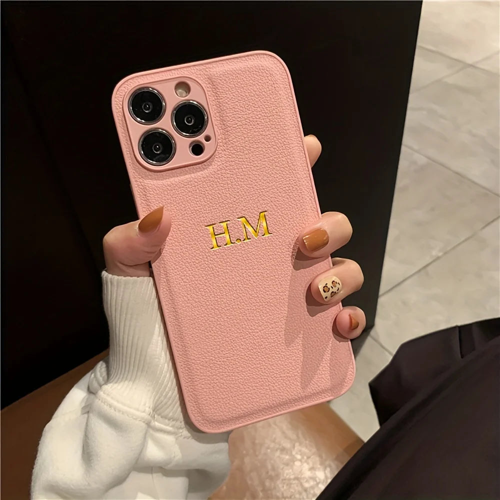 Custom Name Leather Case for iPhone
