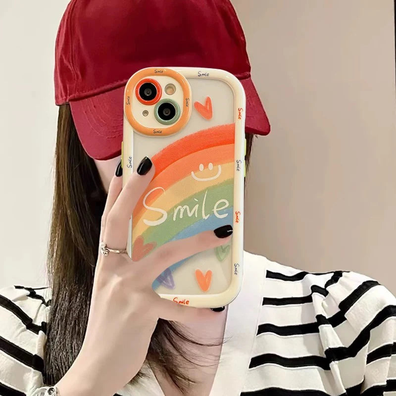Cute Rainbow Love Heart Smile Phone Case for iPhone