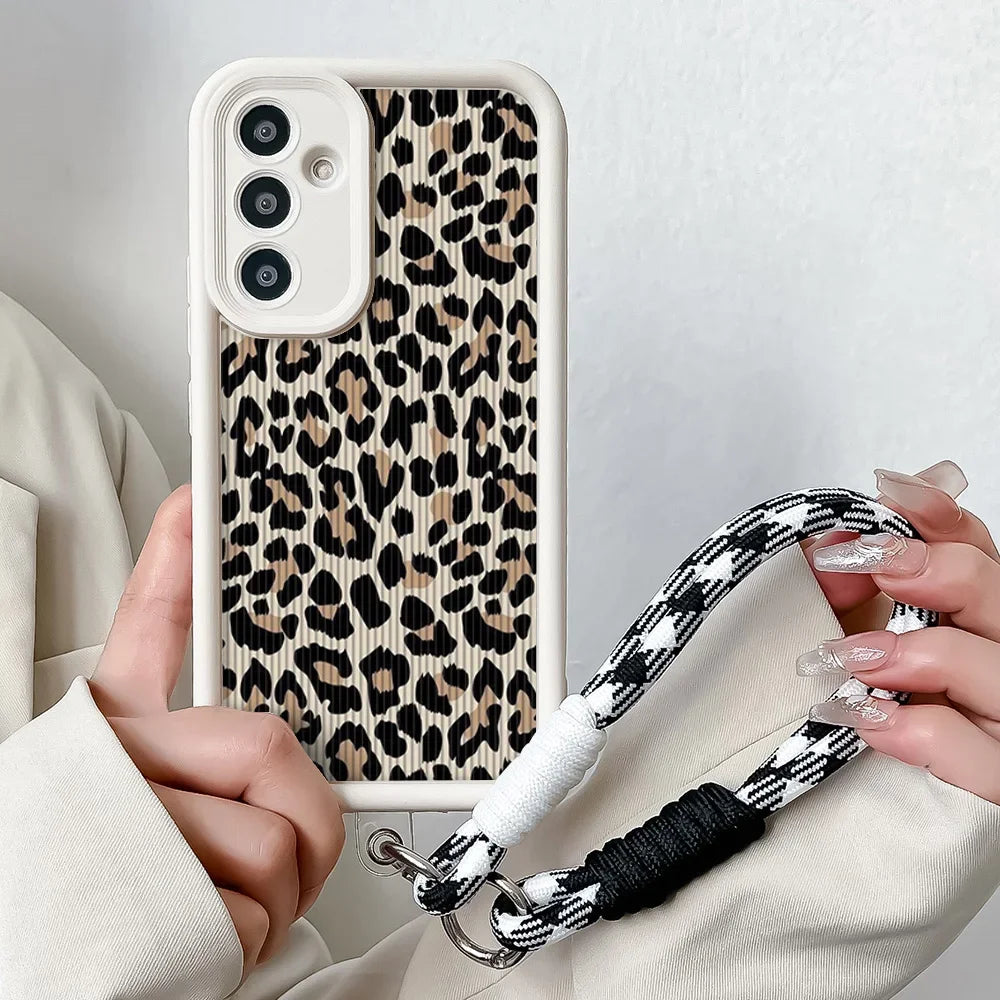 Leopard Wrist Strap Samsung Case