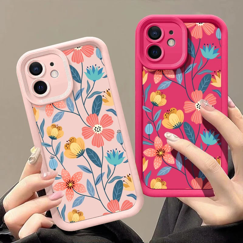 Colorful Flowers Silicone Case for iPhone