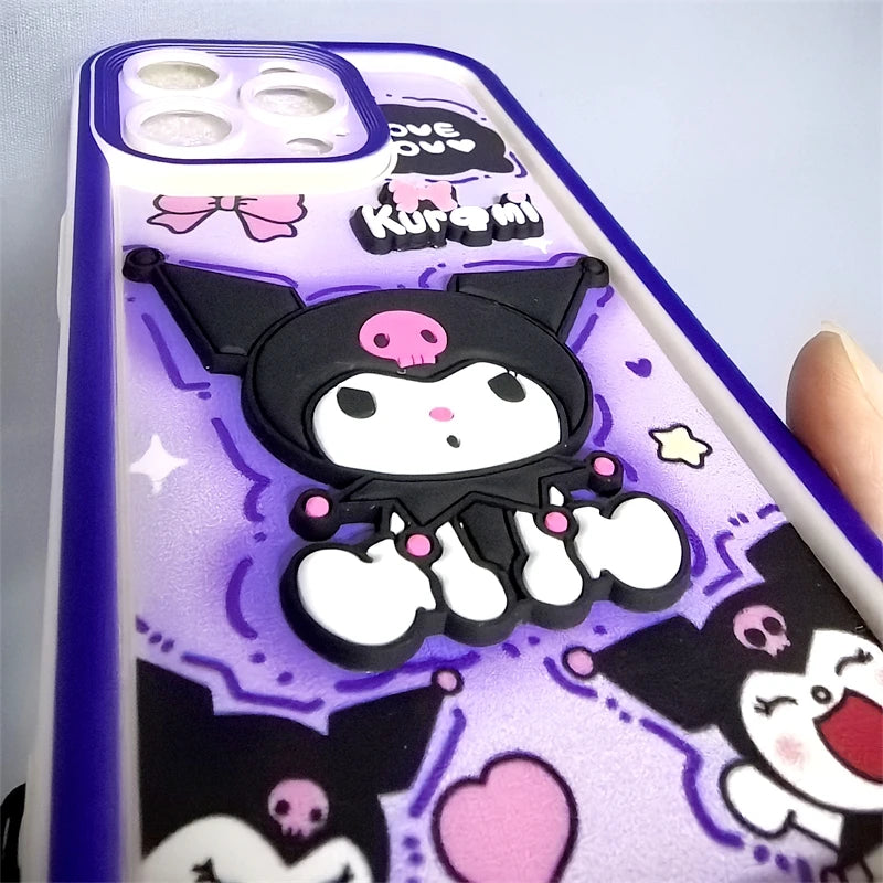 3D Kuromi Case with Strap for iPhone