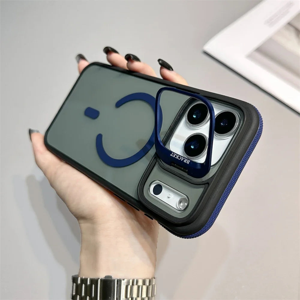 Matte Transparent Magnetic Kickstand Phone Case
