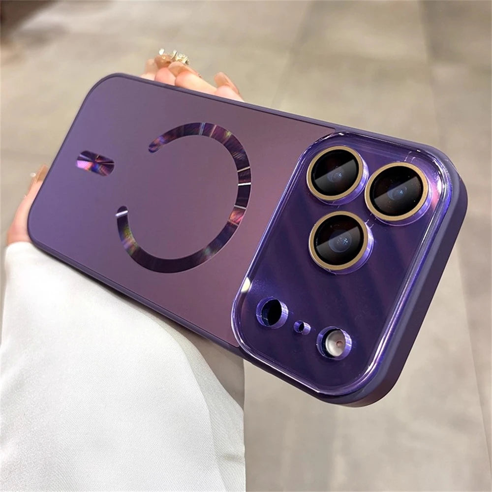 Magnetic Matte Glass Lens Protect Phone Case