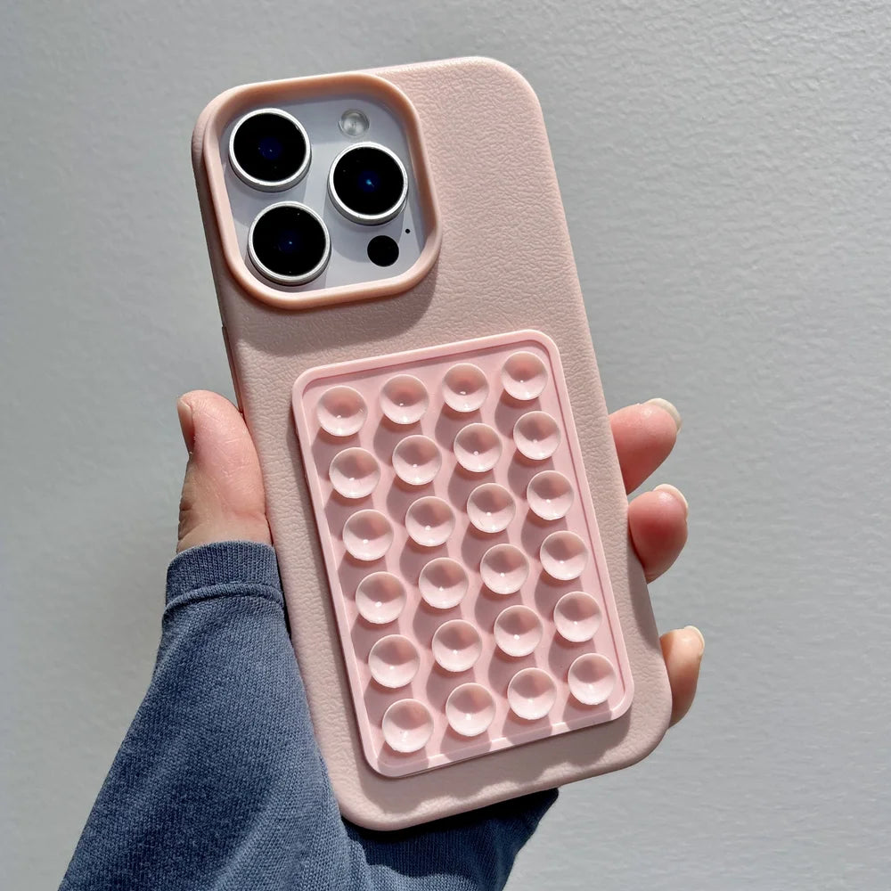 Suction Cup Litchi Pattern Phone Case for iPhone