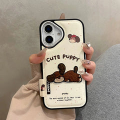 Embroidered Puppy Leather-Texture Phone Case