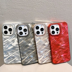 Luxury Plating Silicone Water Ripple Case for iPhone Aesthetic Glossy Bumper Cover with Camera Protection