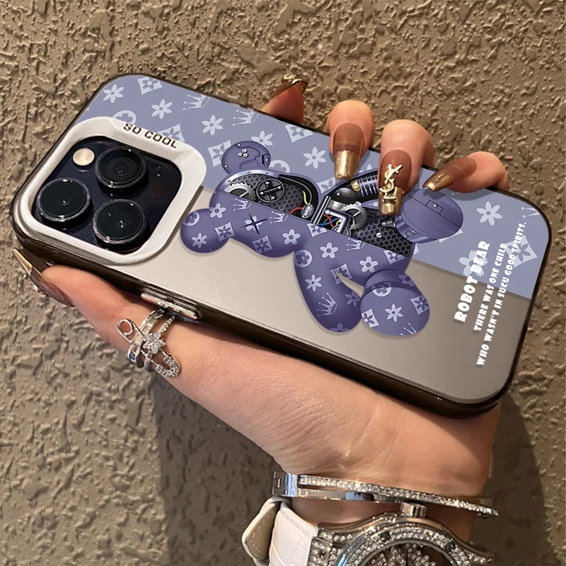 Retro Robot Bear Matte Phone Case