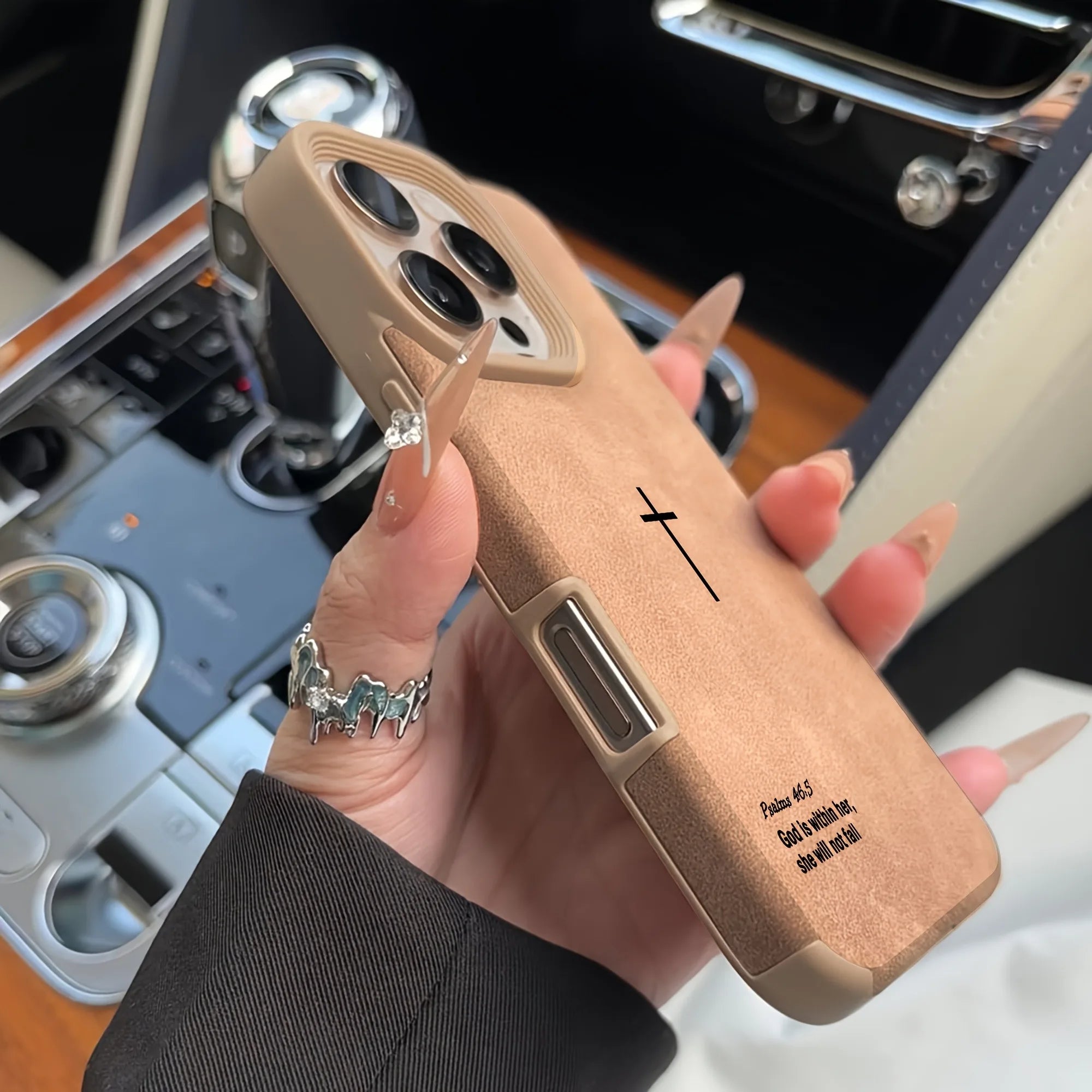 Simple Faux Leather Textured Phone Case for iPhone