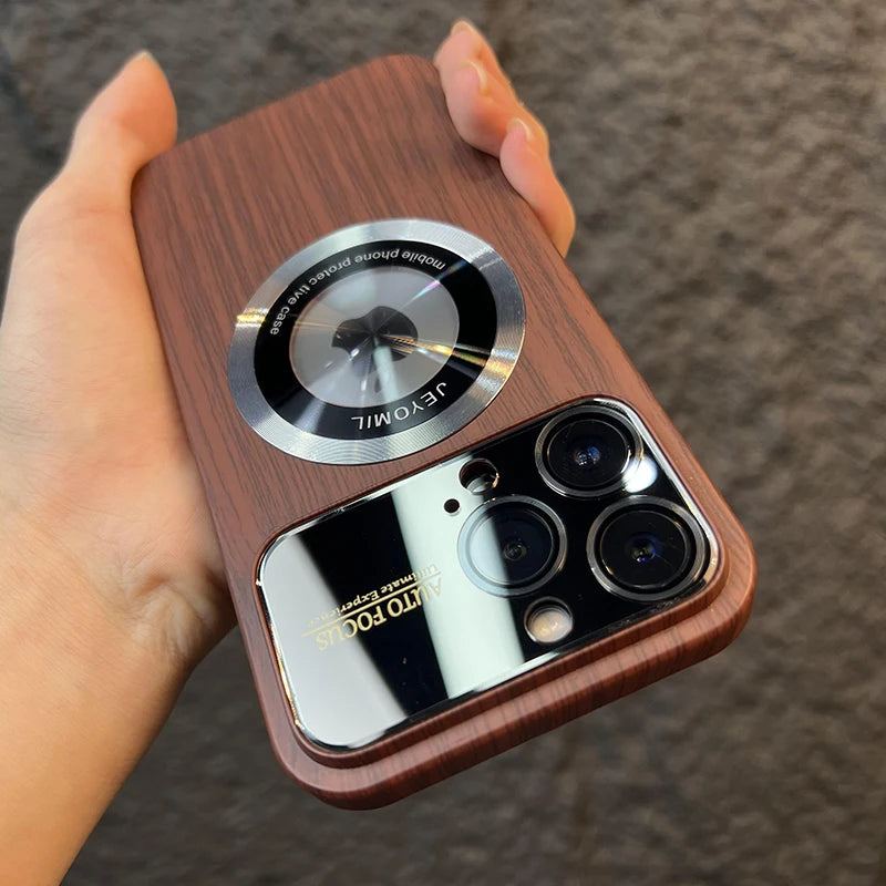 Wood Grain Magnetic Case with Camera Protection
