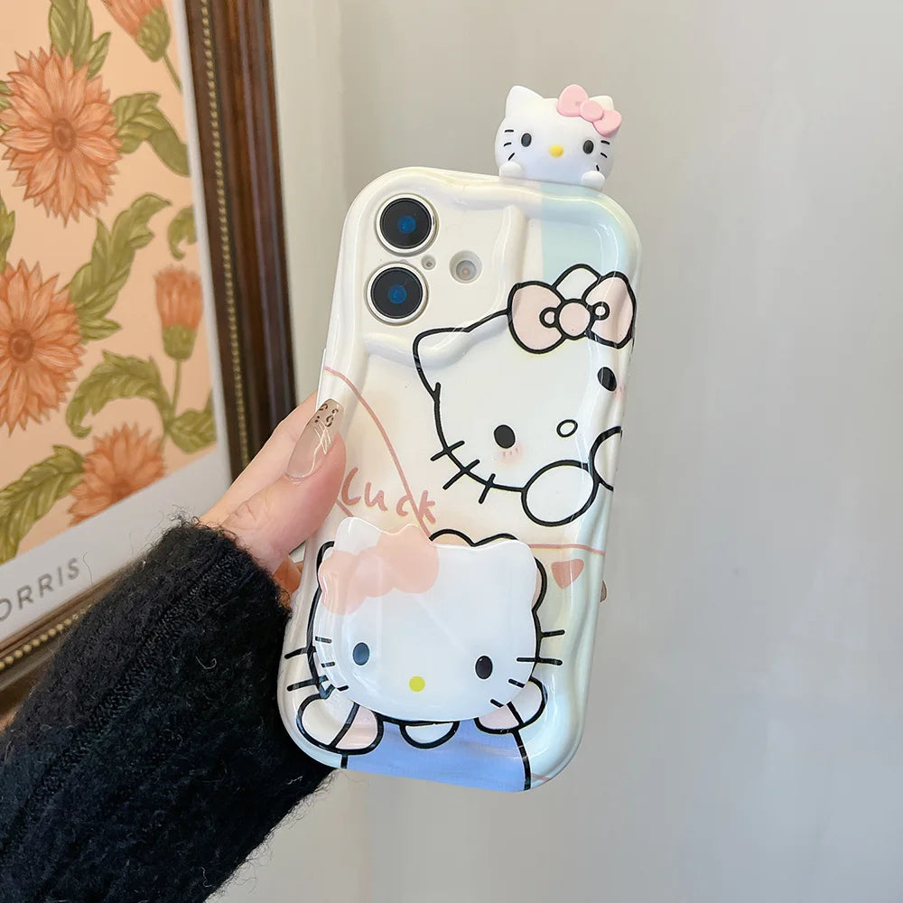 Pink Kitty Head Case with Grip Holder for iPhone