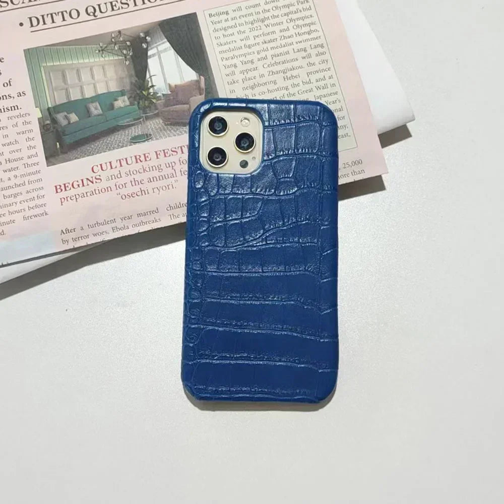 Crocodile Pattern PC & Leather Phone Case