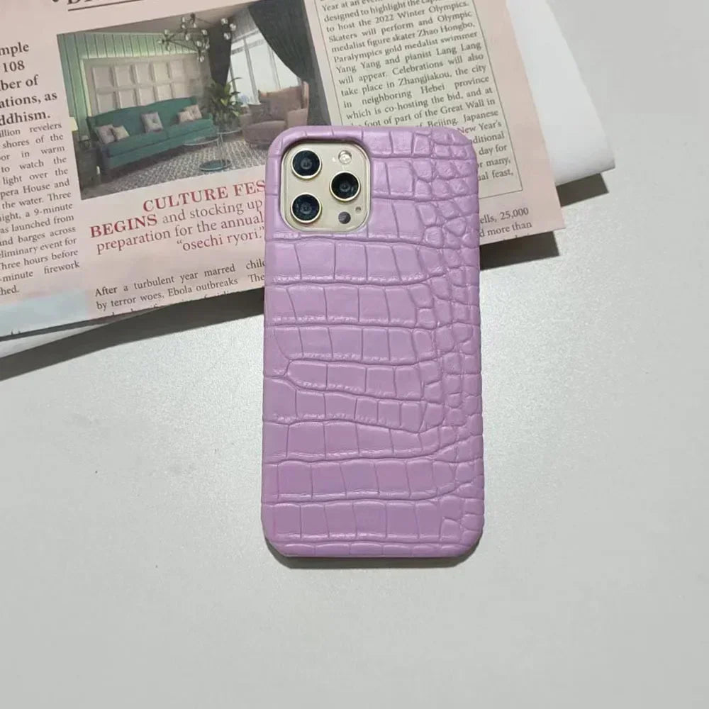 Crocodile Pattern PC & Leather Phone Case