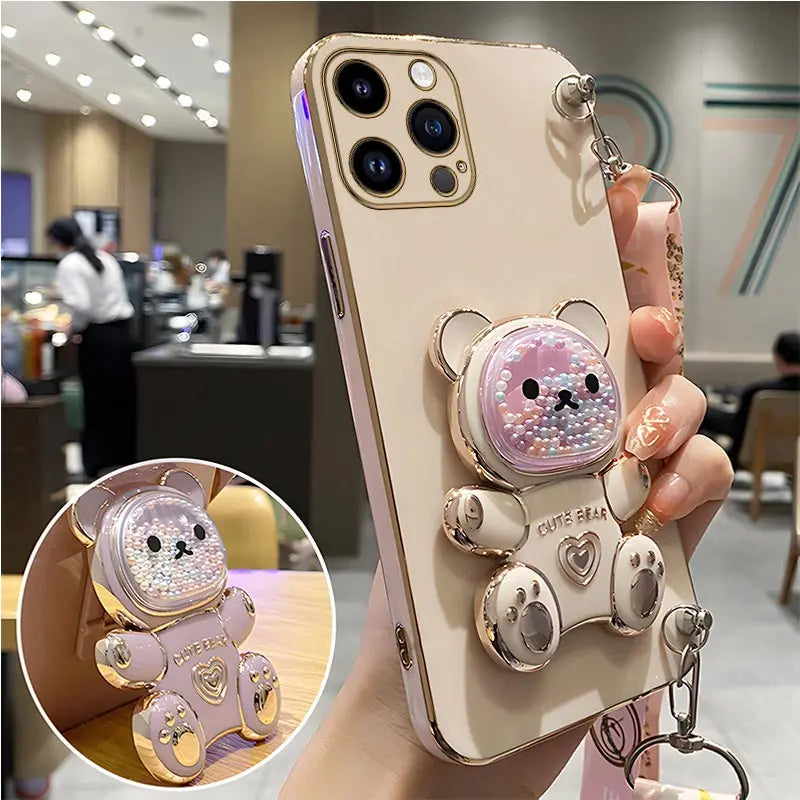 Glitter Bear Case with Lanyard for iPhone