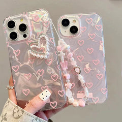 Pearl Heart Chain Phone Case
