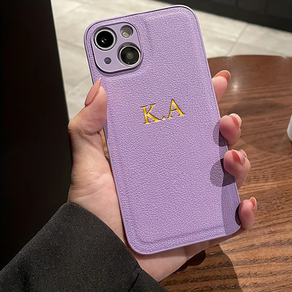 Custom Name Leather Case for iPhone