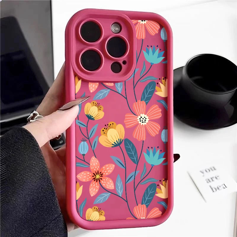 Colorful Flowers Silicone Case for iPhone
