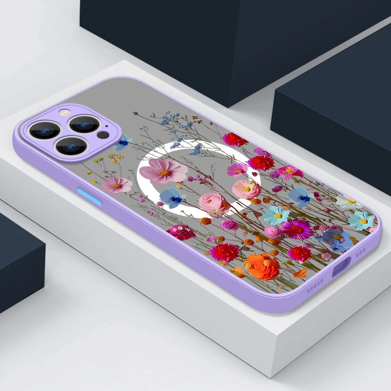 Magnetic Floral Acrylic Phone Case
