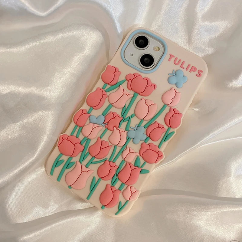 Tulip Butterfly Silicone Phone Case