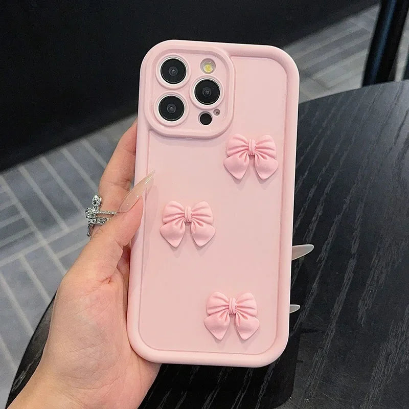 Pink 3D Butterfly Silicone Phone Case