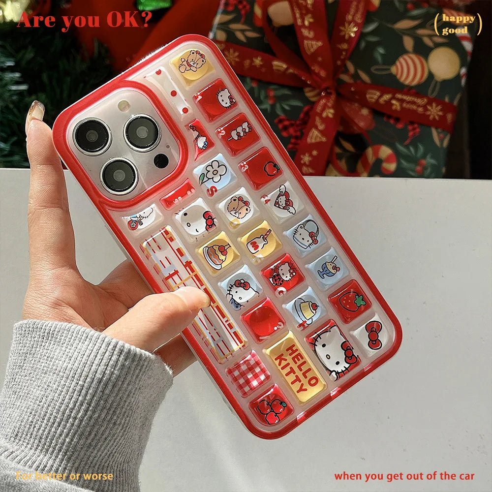 3D Kuromi Hello Kitty Keyboard Case for iPhone