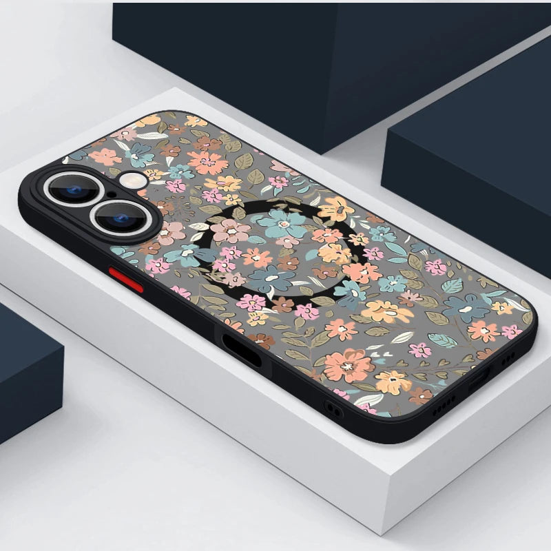 Magnetic Floral Acrylic Phone Case