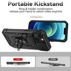 Rugged iPhone Case with Sliding Camera Cover & 360° Kickstand