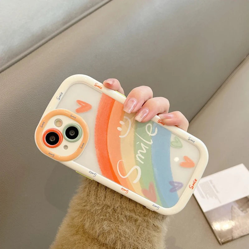Cute Rainbow Love Heart Smile Phone Case for iPhone