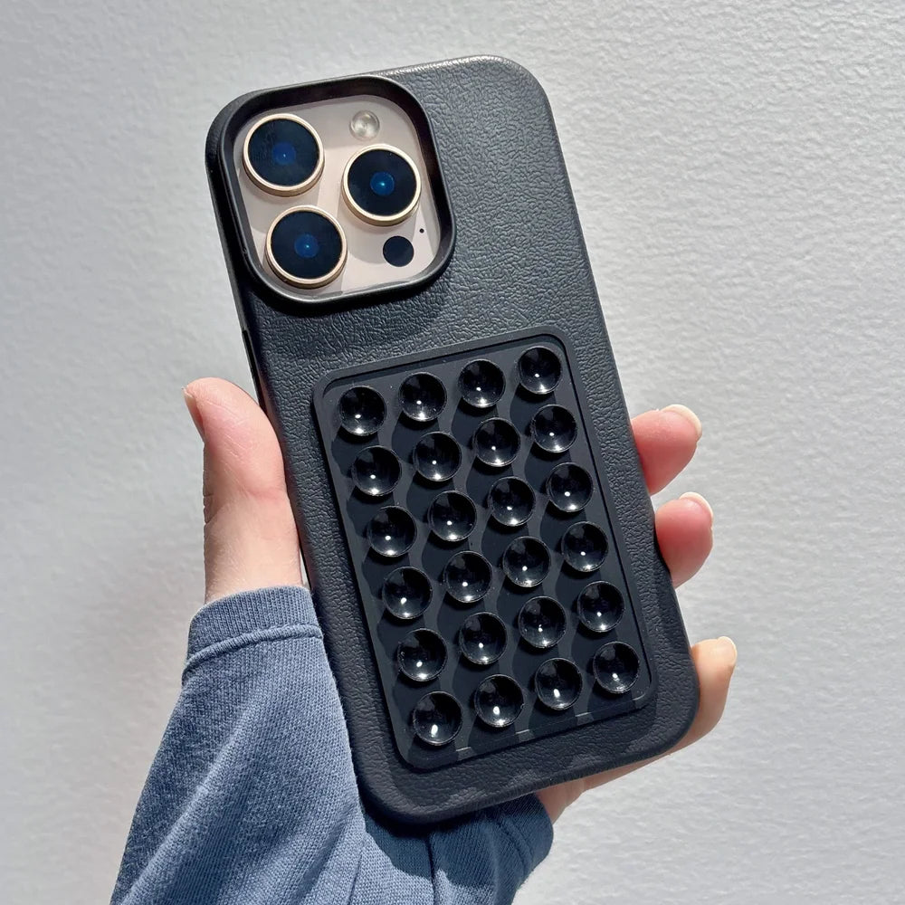Suction Cup Litchi Pattern Phone Case for iPhone