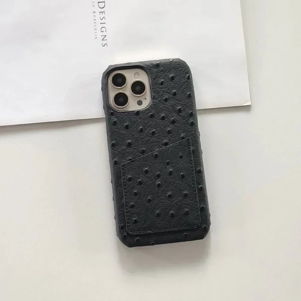 Ostrich Pattern Card Holder Phone Case