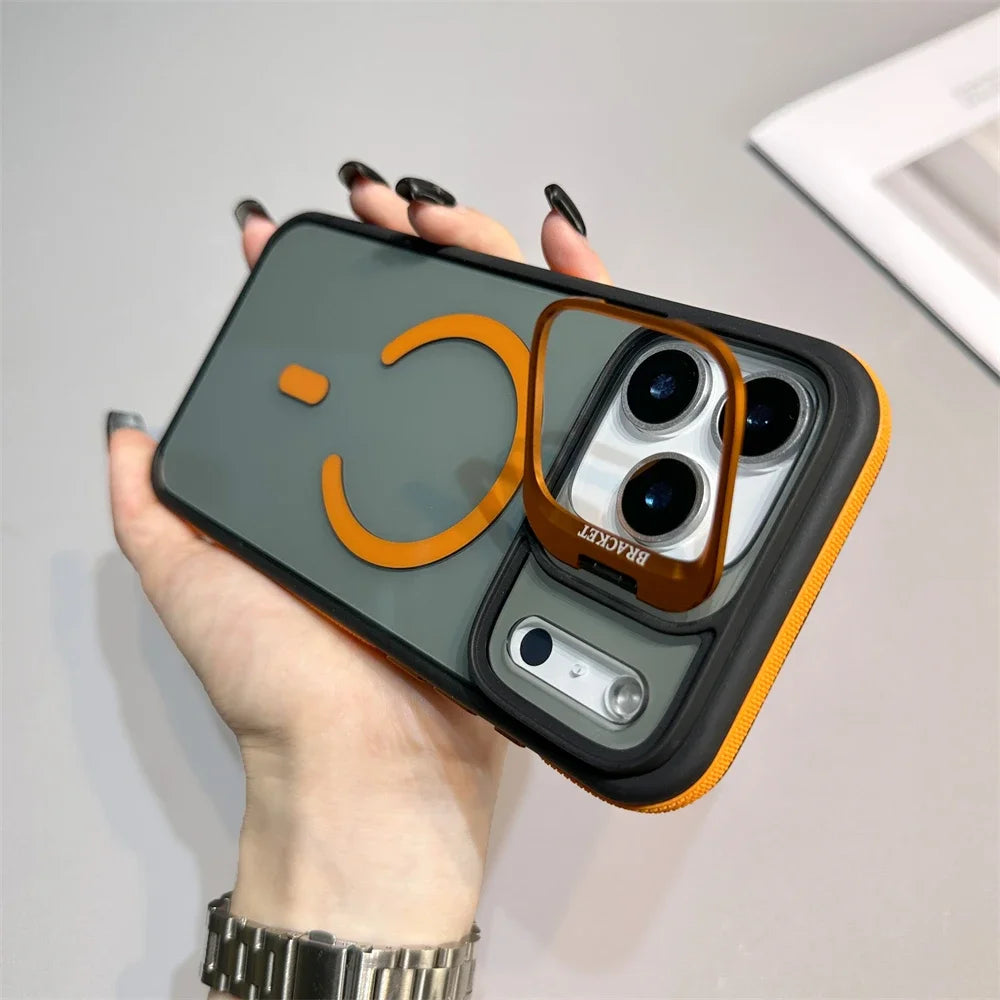 Matte Transparent Magnetic Kickstand Phone Case