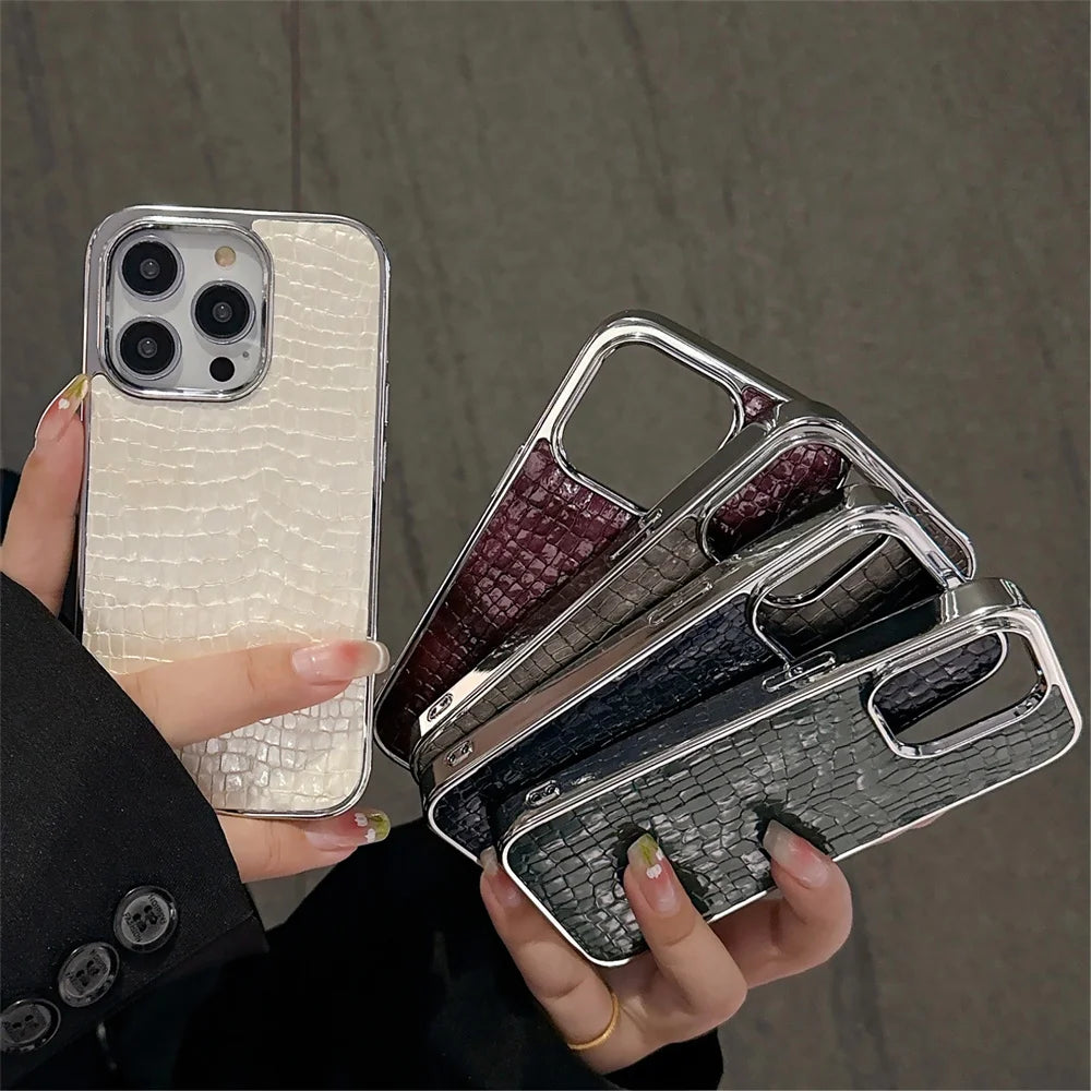 Glossy Crocodile Pattern Case For iPhone