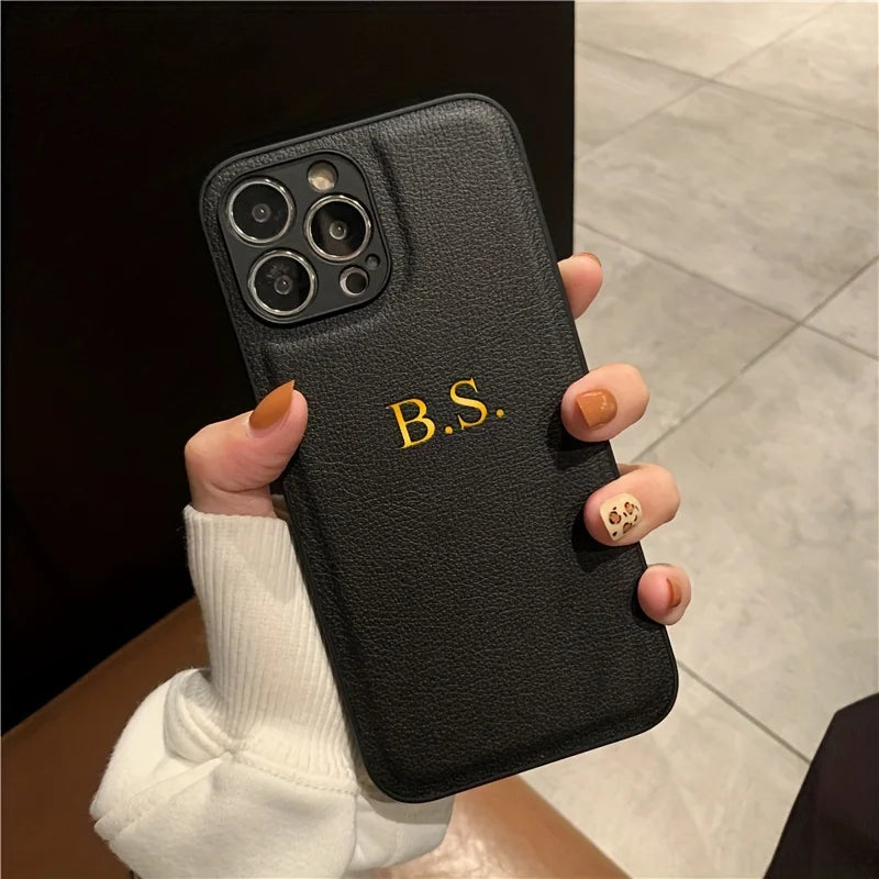 Custom Name Leather Case for iPhone