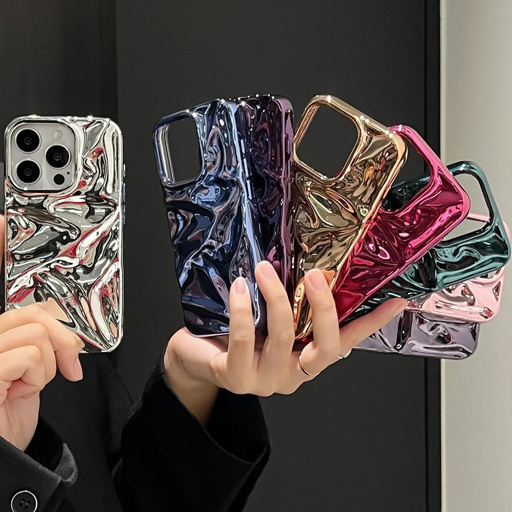 Electroplate 3D Wrinkle Phone Case for iPhone