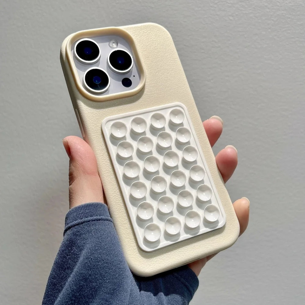 Suction Cup Litchi Pattern Phone Case for iPhone