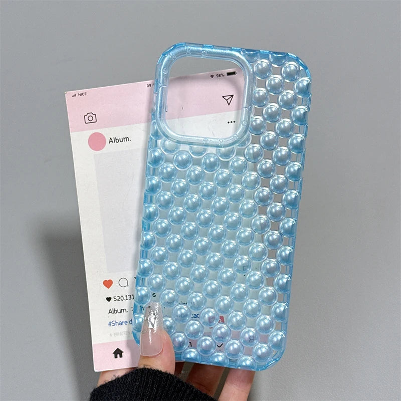 Macaron Color Pearl Beads Phone Case