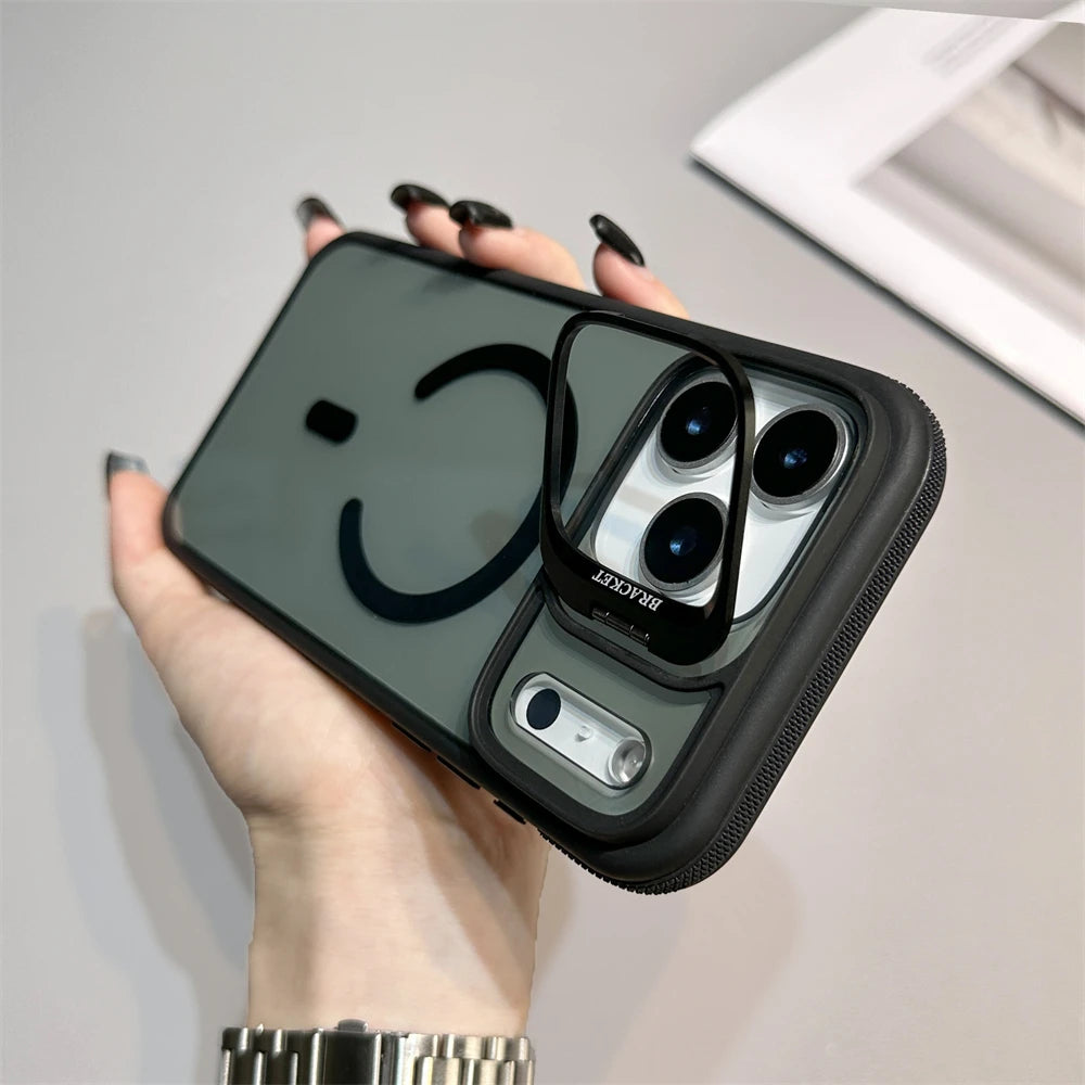 Matte Transparent Magnetic Kickstand Phone Case