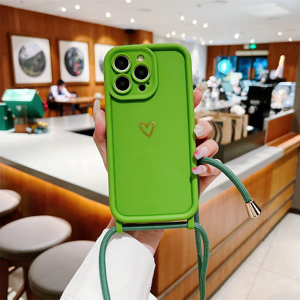 Heart Silicone Crossbody Case for iPhone