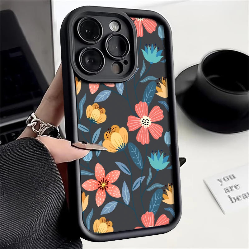 Colorful Flowers Silicone Case for iPhone